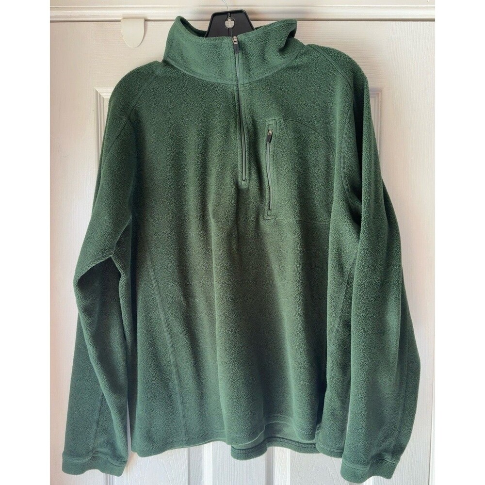 L.L.Bean Fleece Pullover Men's Large Green 1/4 Zip Jacket Sweater Outdoor